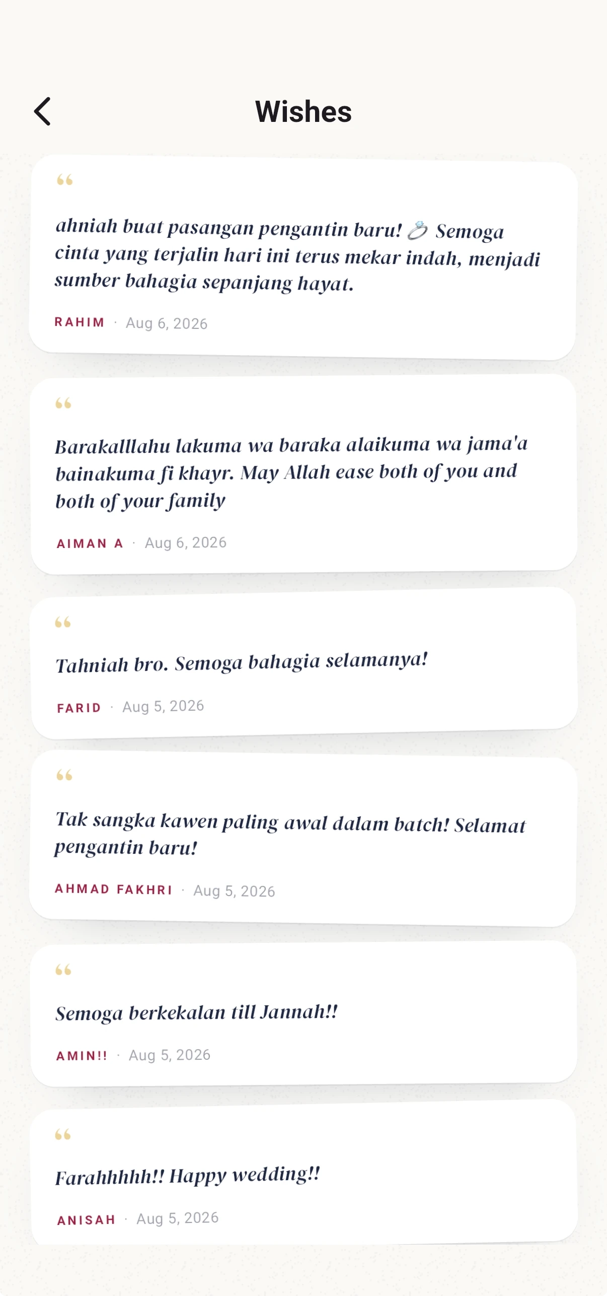 Guest wishes in Akad Planner